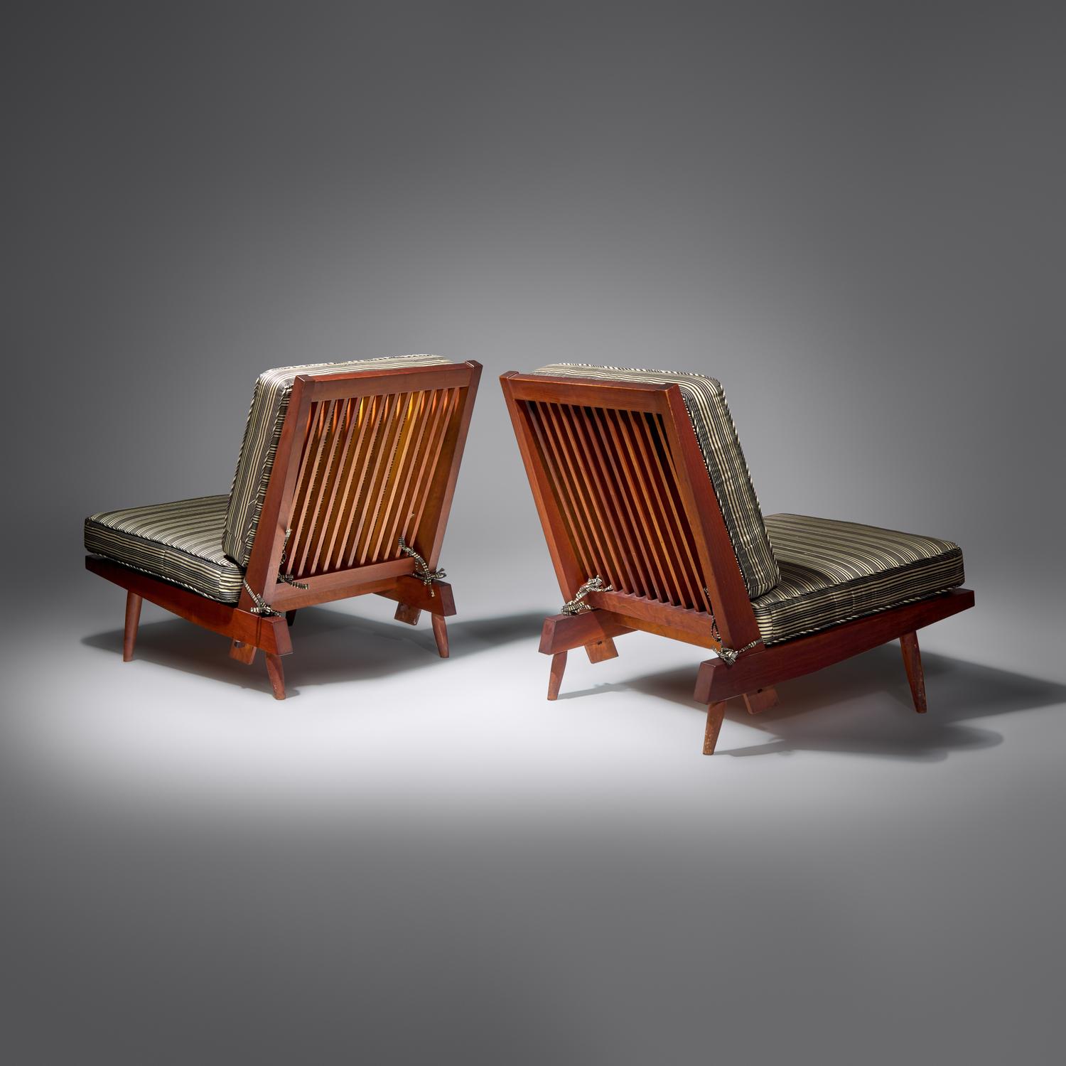 Cushion chairs, pair