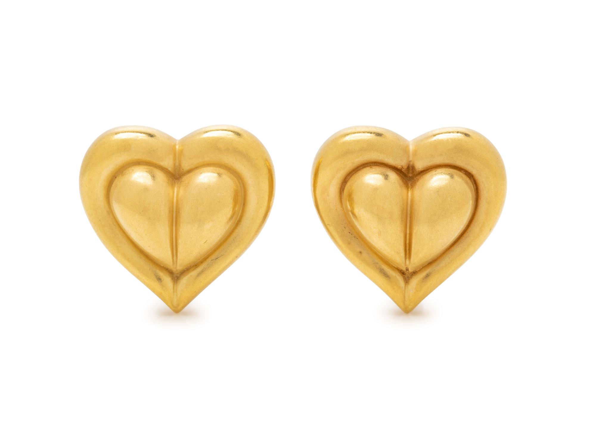 KIESELSTEIN-CORD, YELLOW GOLD HEART EARCLIPS