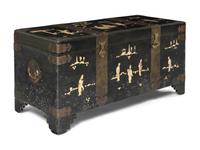 A Pair of Chinese Export Painted and Black Lacquer Chests
