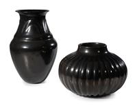 Blackware Pottery Melon Jar and Vase