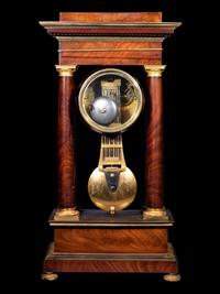 A French Gilt Bronze Mounted Mahogany Portico Clock, Ferrenbach, Chalons