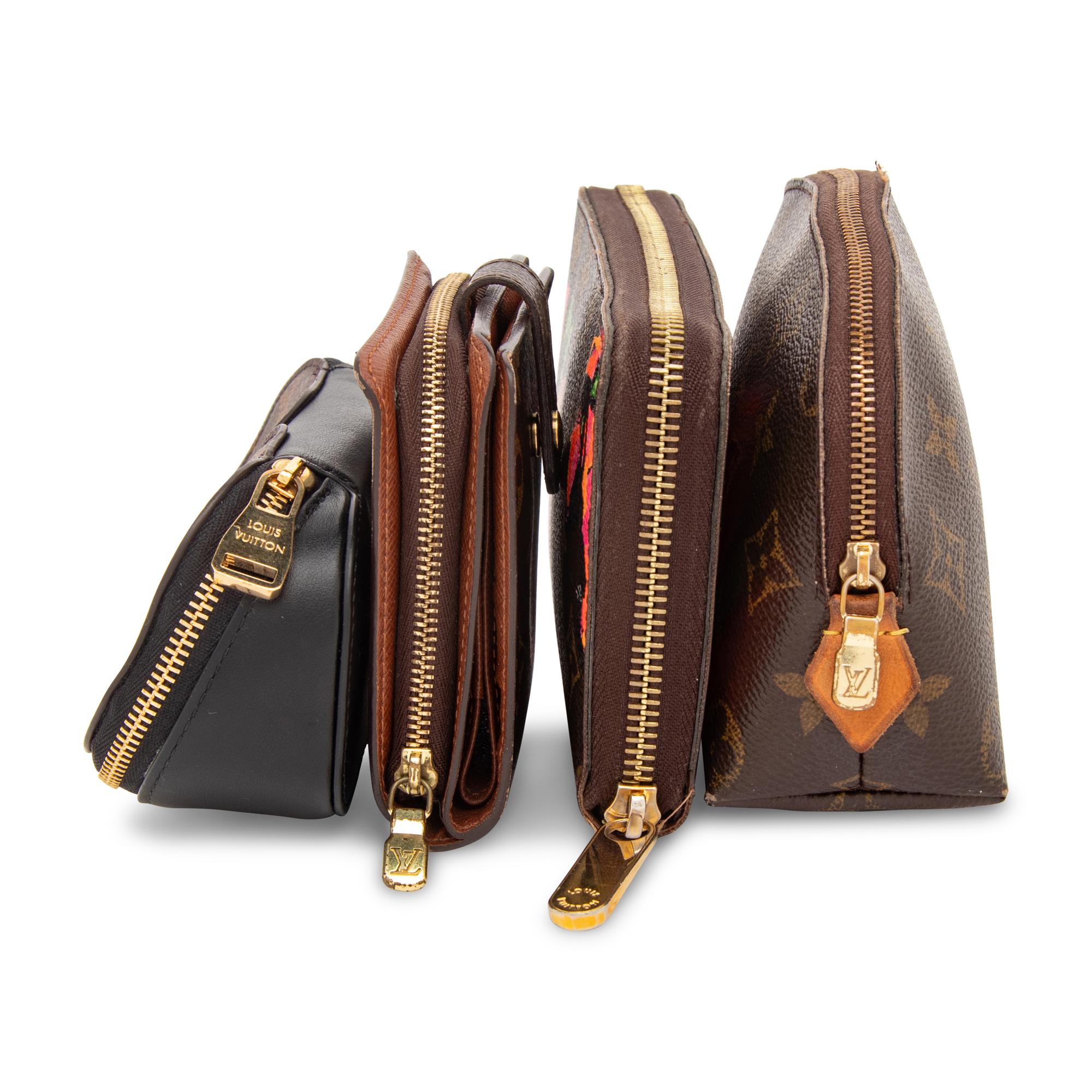 LOUIS VUITTON, FOUR SMALL POUCHES & WALLETS