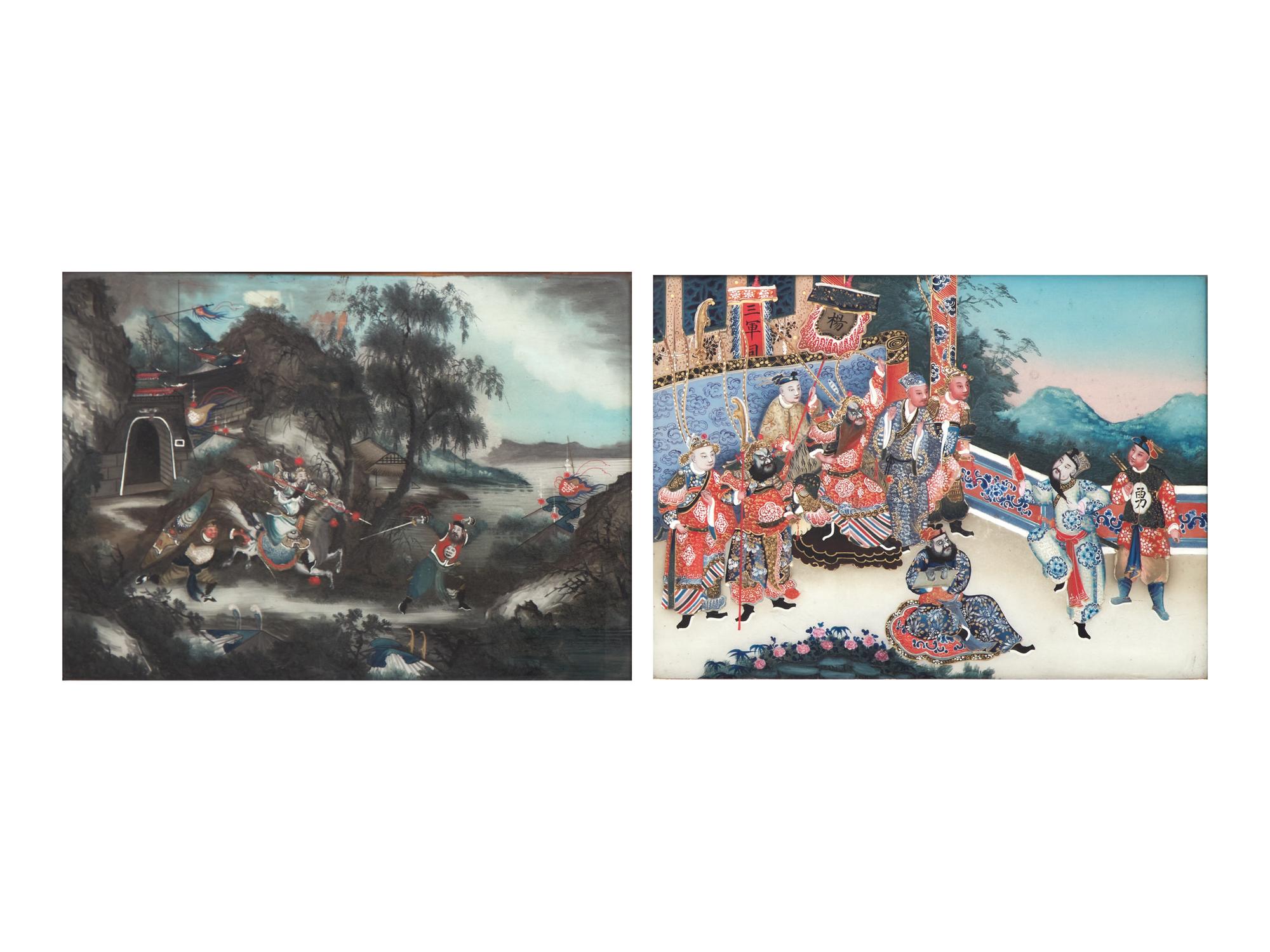 Two Chinese Export Reverse Glass Painted Works, 19th Century