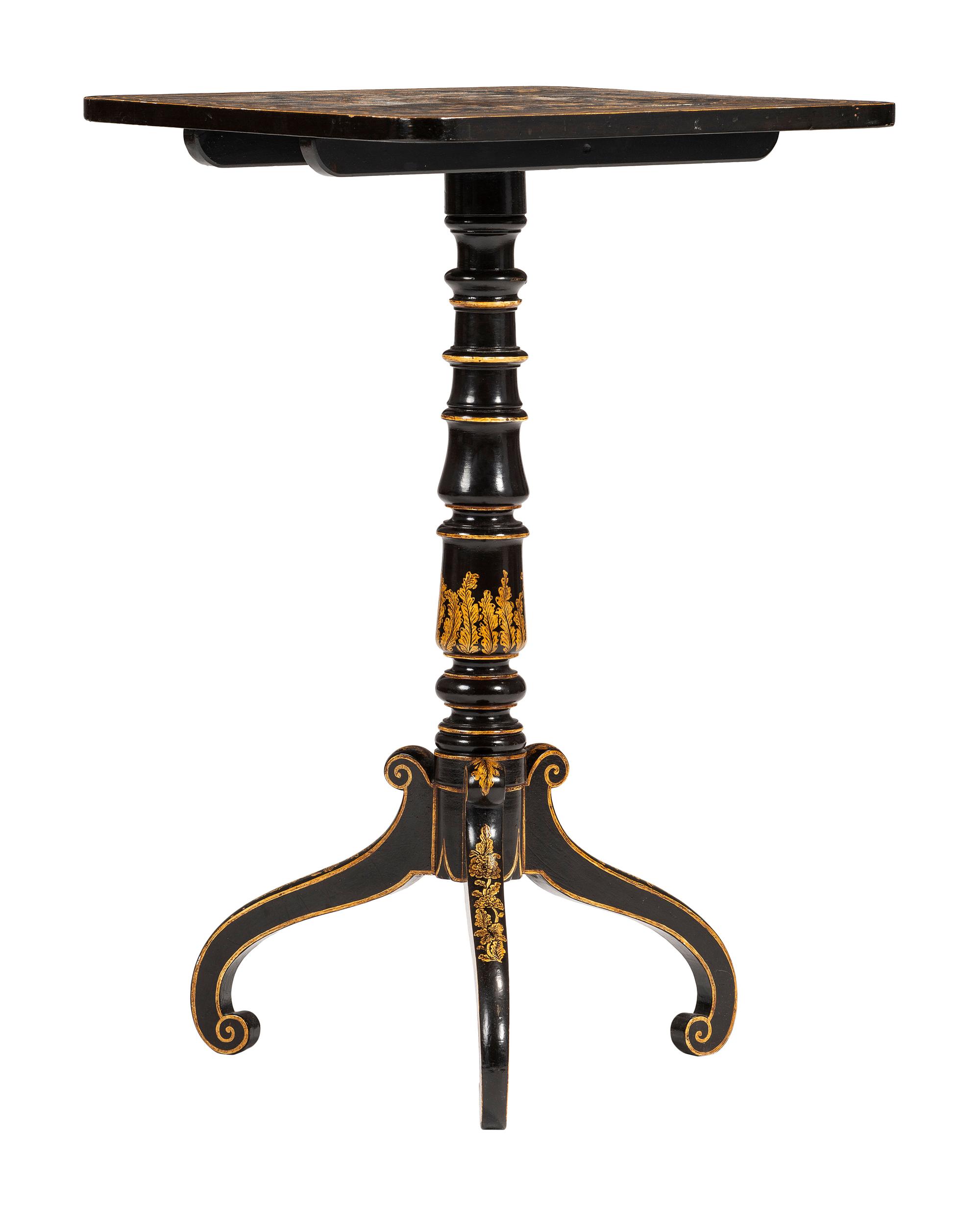 An English Penwork Tilt-Top Table