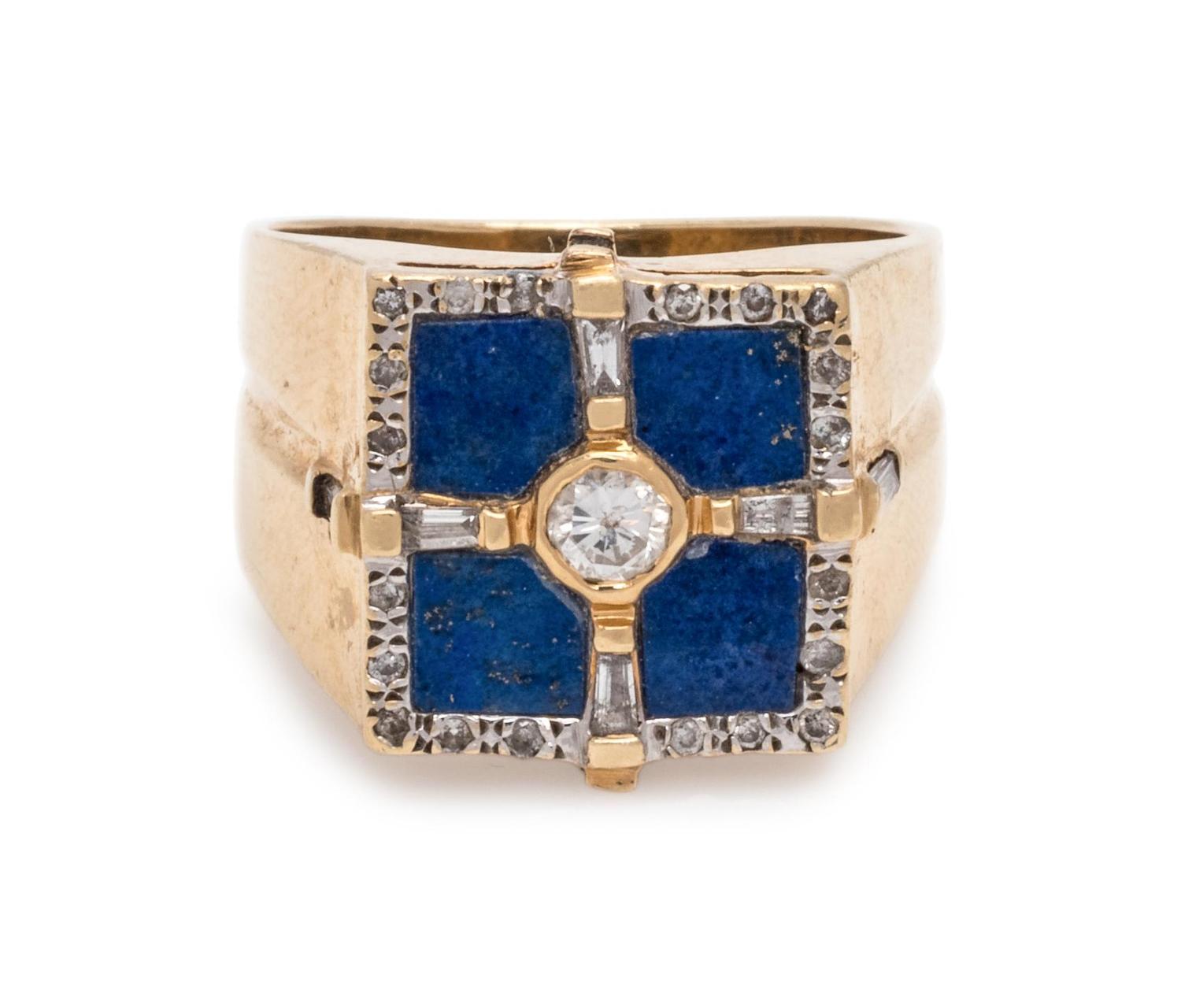 DIAMOND AND LAPIS LAZULI RING