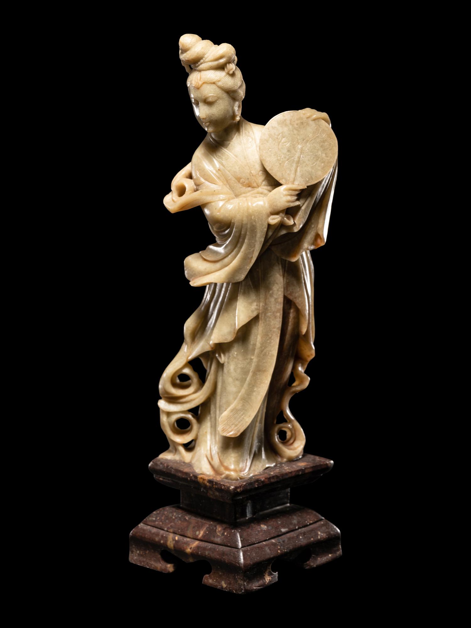 Four Chinese Carved Soapstone Figures of Immortals