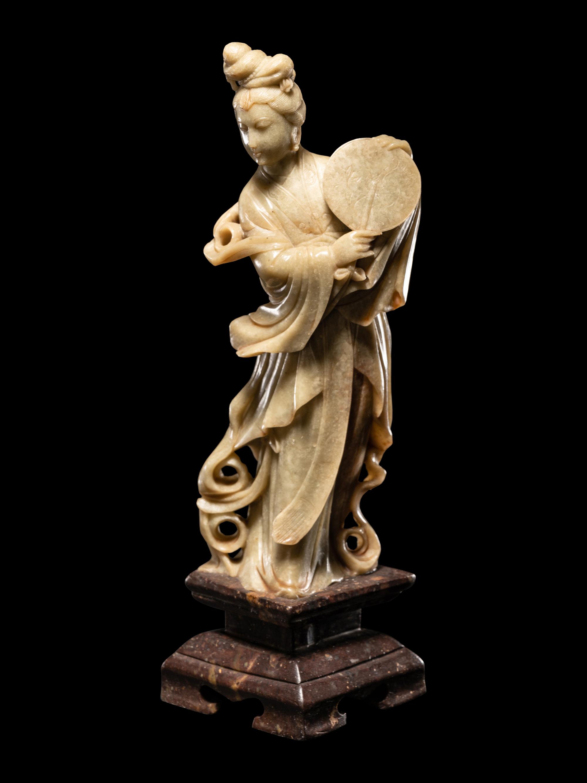 Four Chinese Carved Soapstone Figures of Immortals