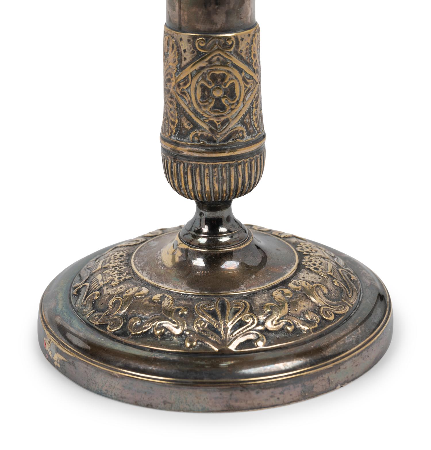 Two Pairs of Silver-Plate Candlesticks