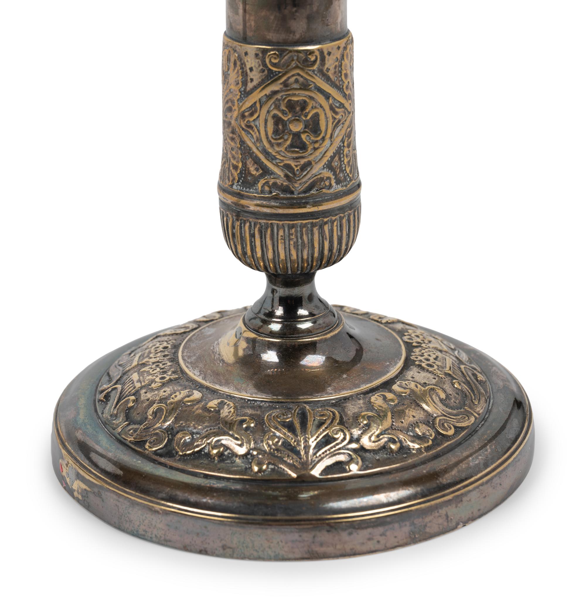 Two Pairs of Silver-Plate Candlesticks