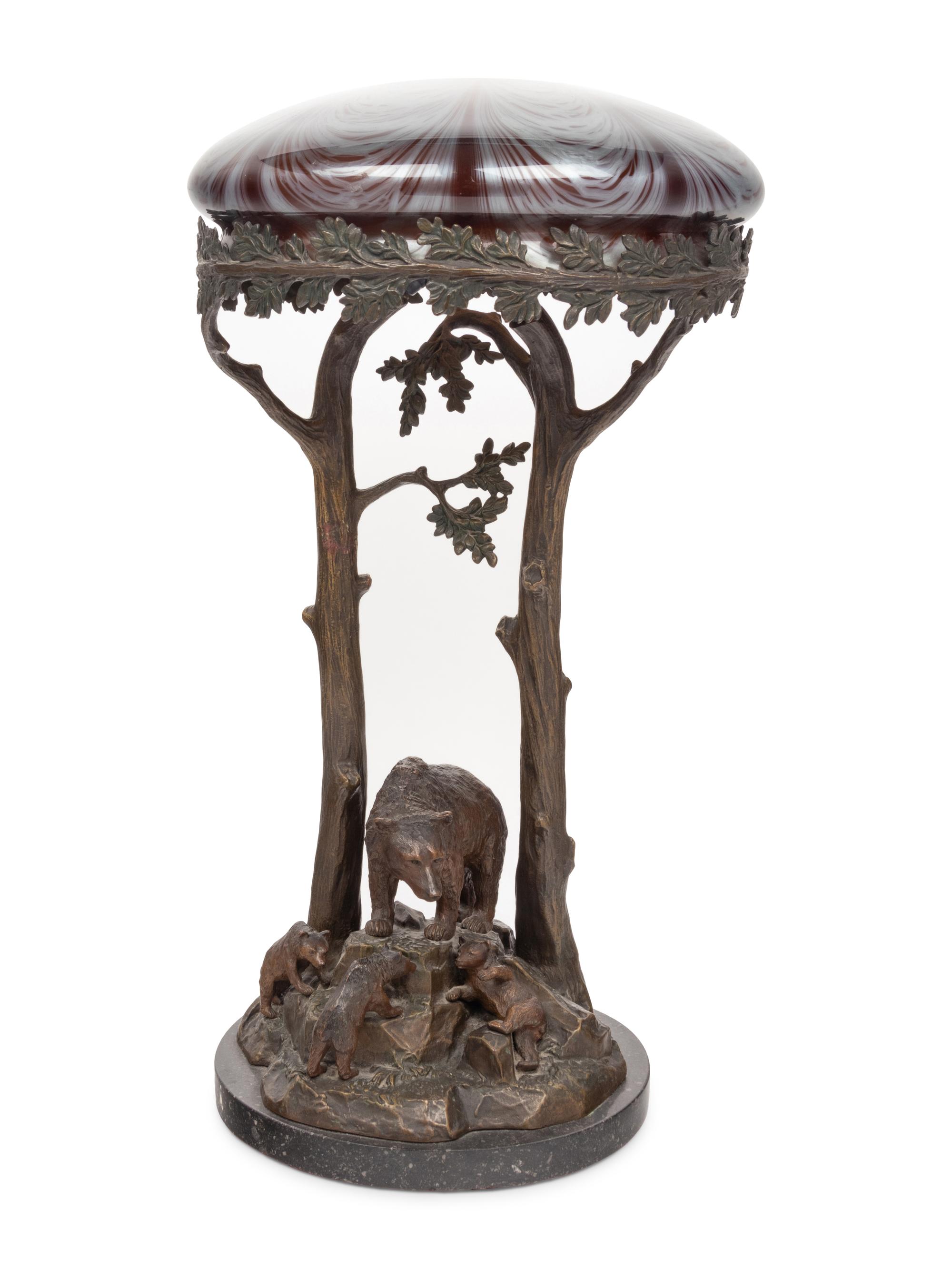 A Patinated Metal Figural Table Lamp