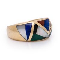 Hardstone, Diamond, and Yellow Gold Ring