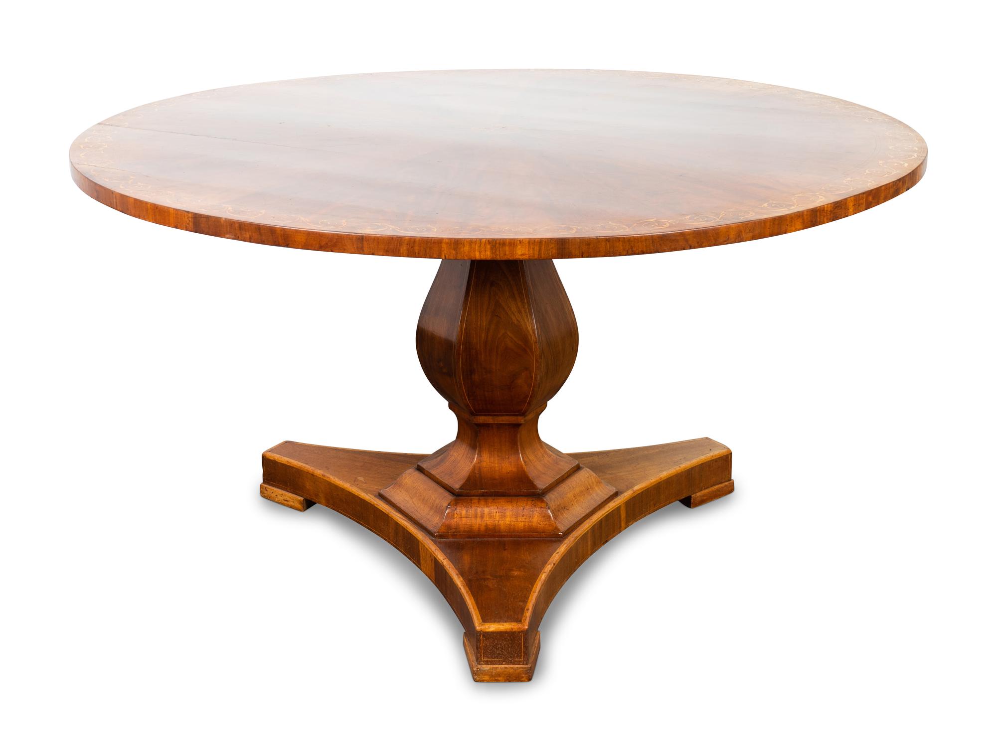 A Regency Style Inlaid Mahogany Tilt-Top Center Table — EARLY 20TH CENTURY