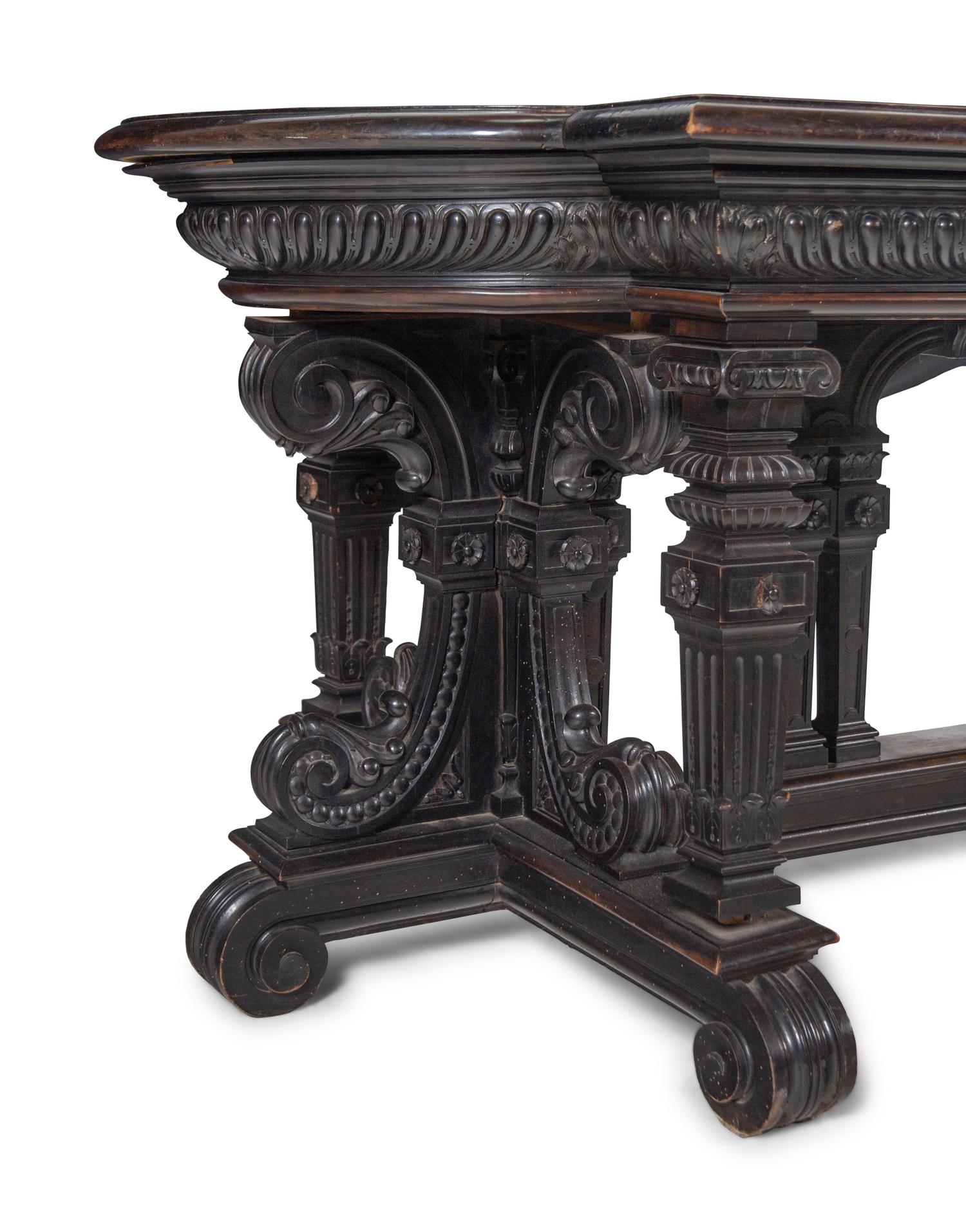 An Italian Renaissance Style Ebonized Library Table