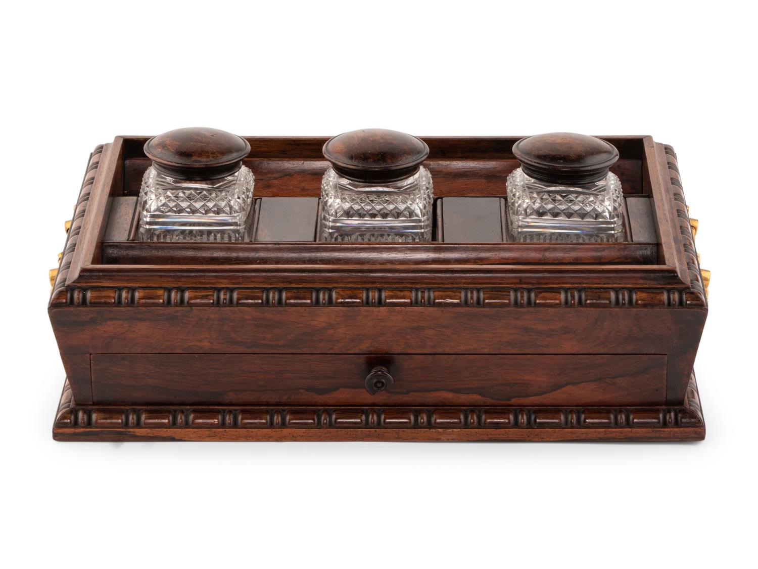 An English Rosewood Ink Stand