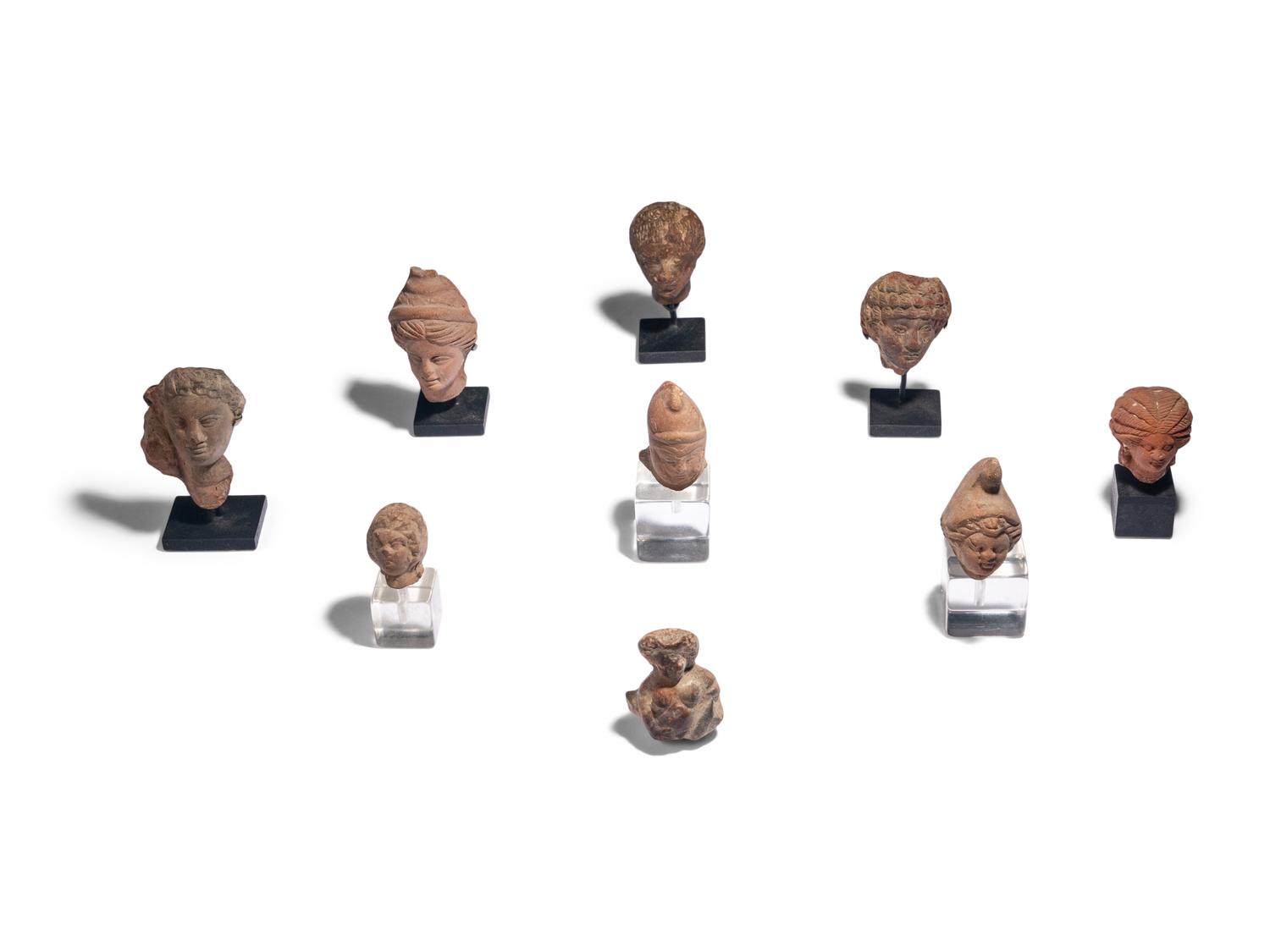 Nine Greco-Roman Terracotta Heads