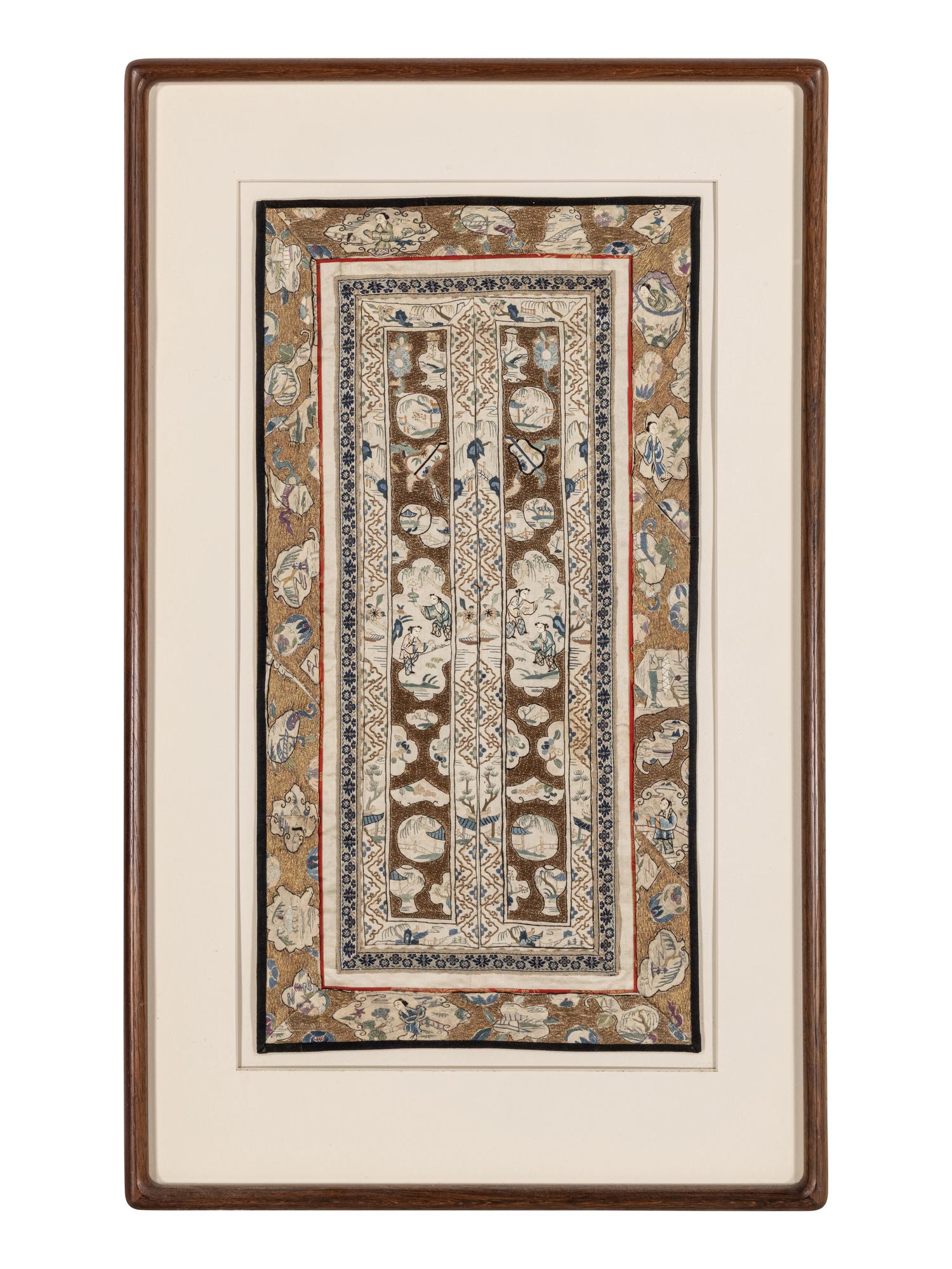 A Group of Chinese Embroidered Silk Panels
