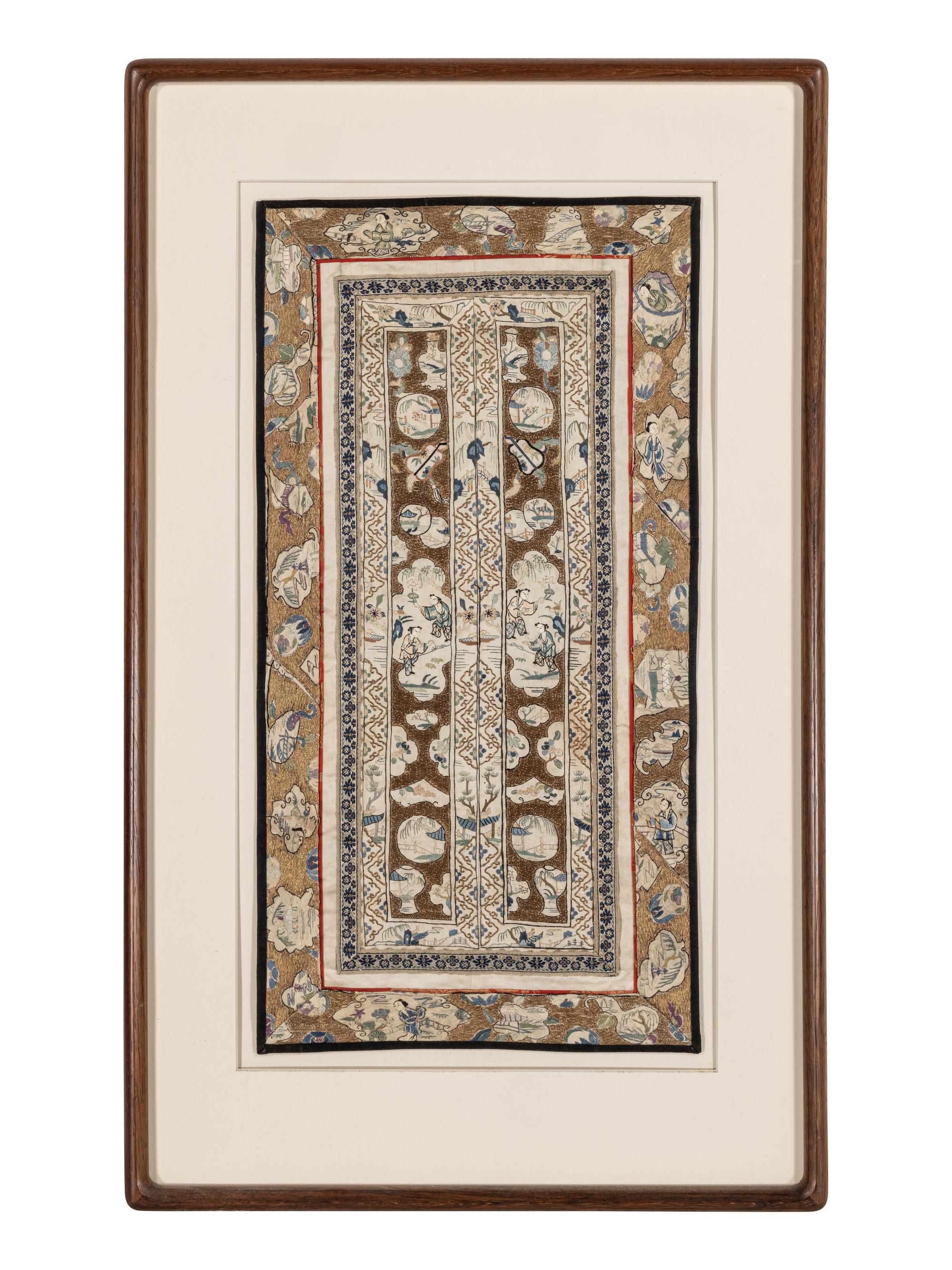 A Group of Chinese Embroidered Silk Panels