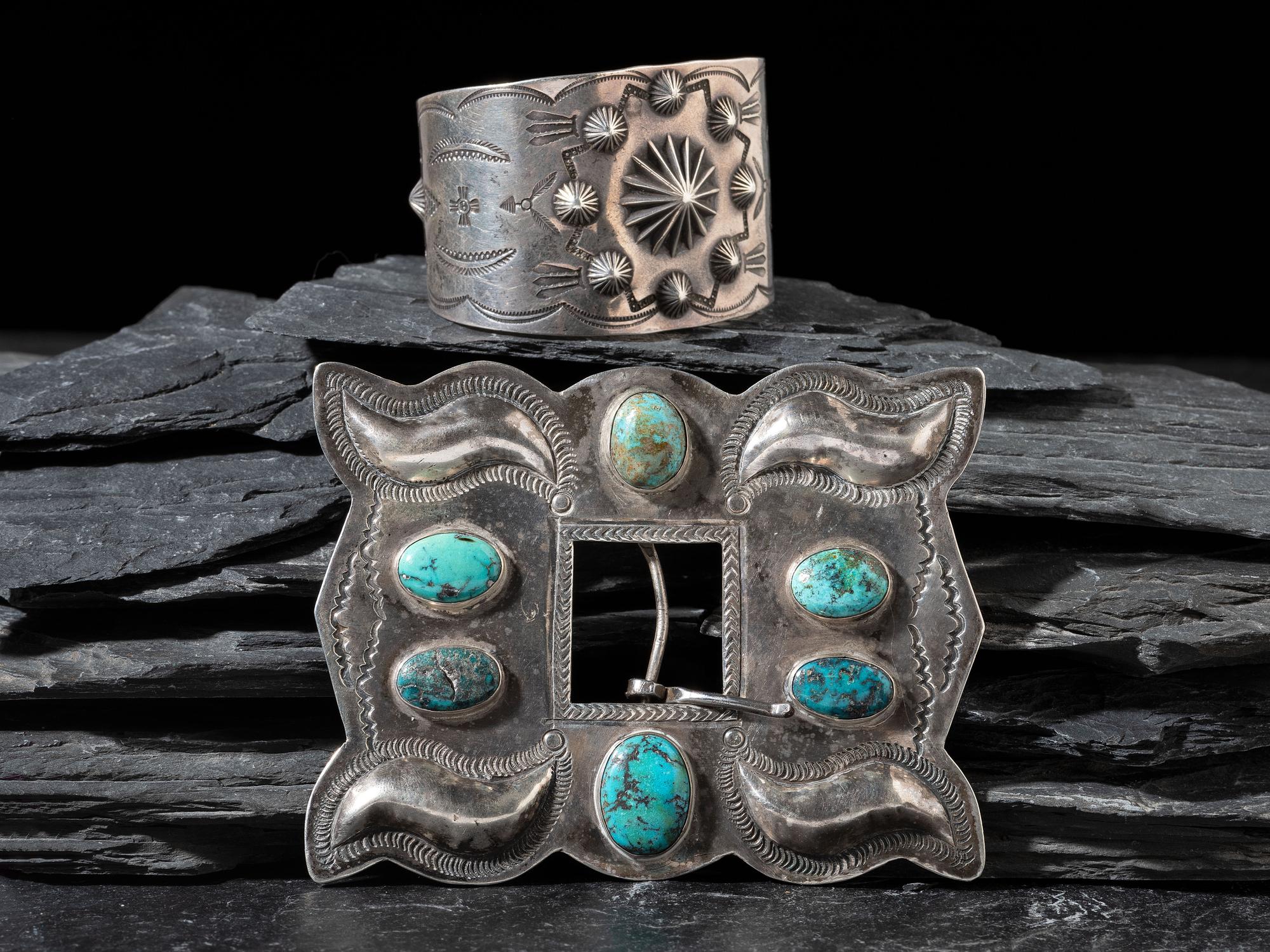 Navajo Belt Buckle and Cuff Bracelet