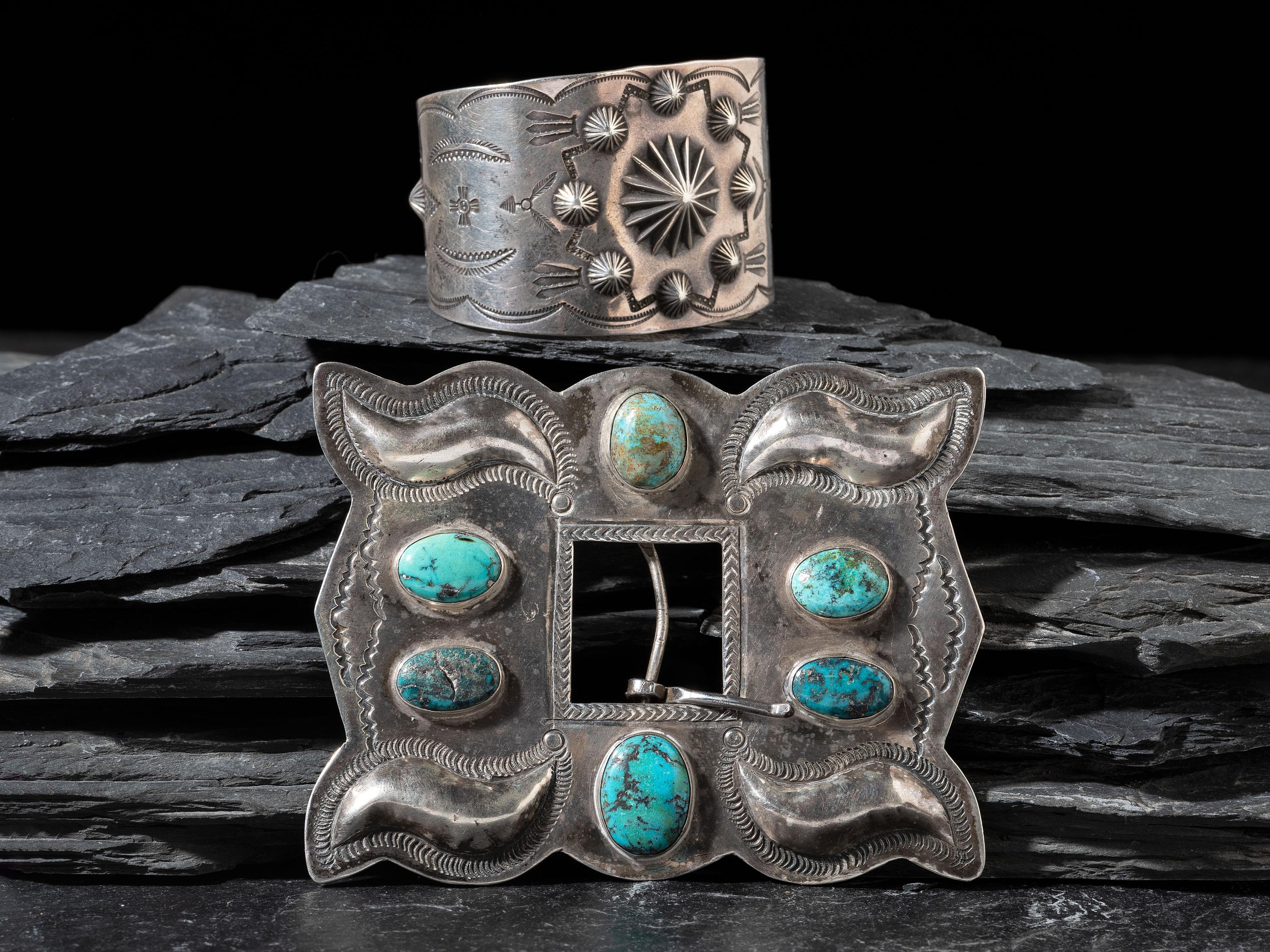 Navajo Belt Buckle and Cuff Bracelet