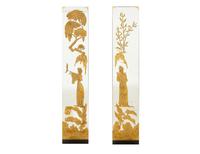 A Pair of Gilt Reverse-Decorated Mirror Panels