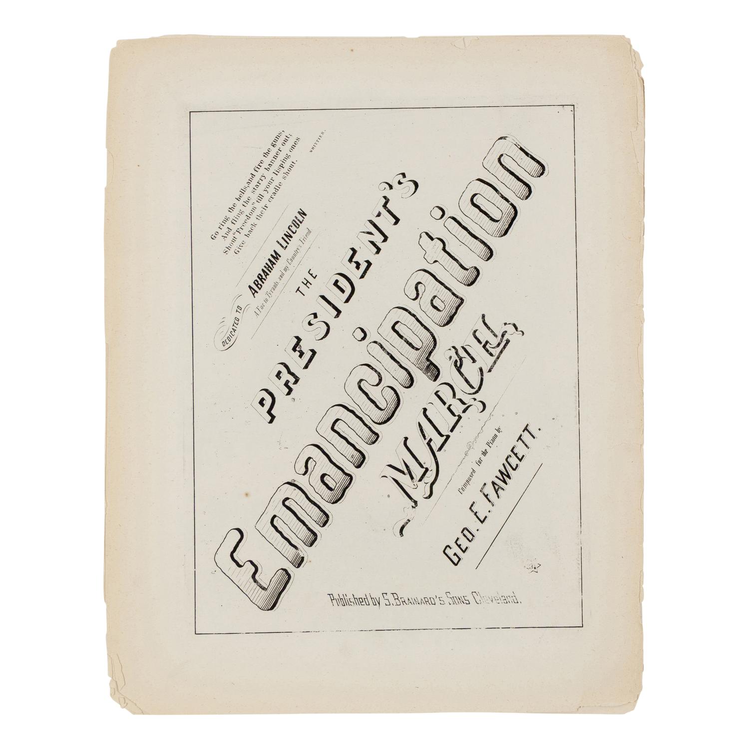 [EMANCIPATION]. A pair of musical compositions relating to emancipation, comprising: