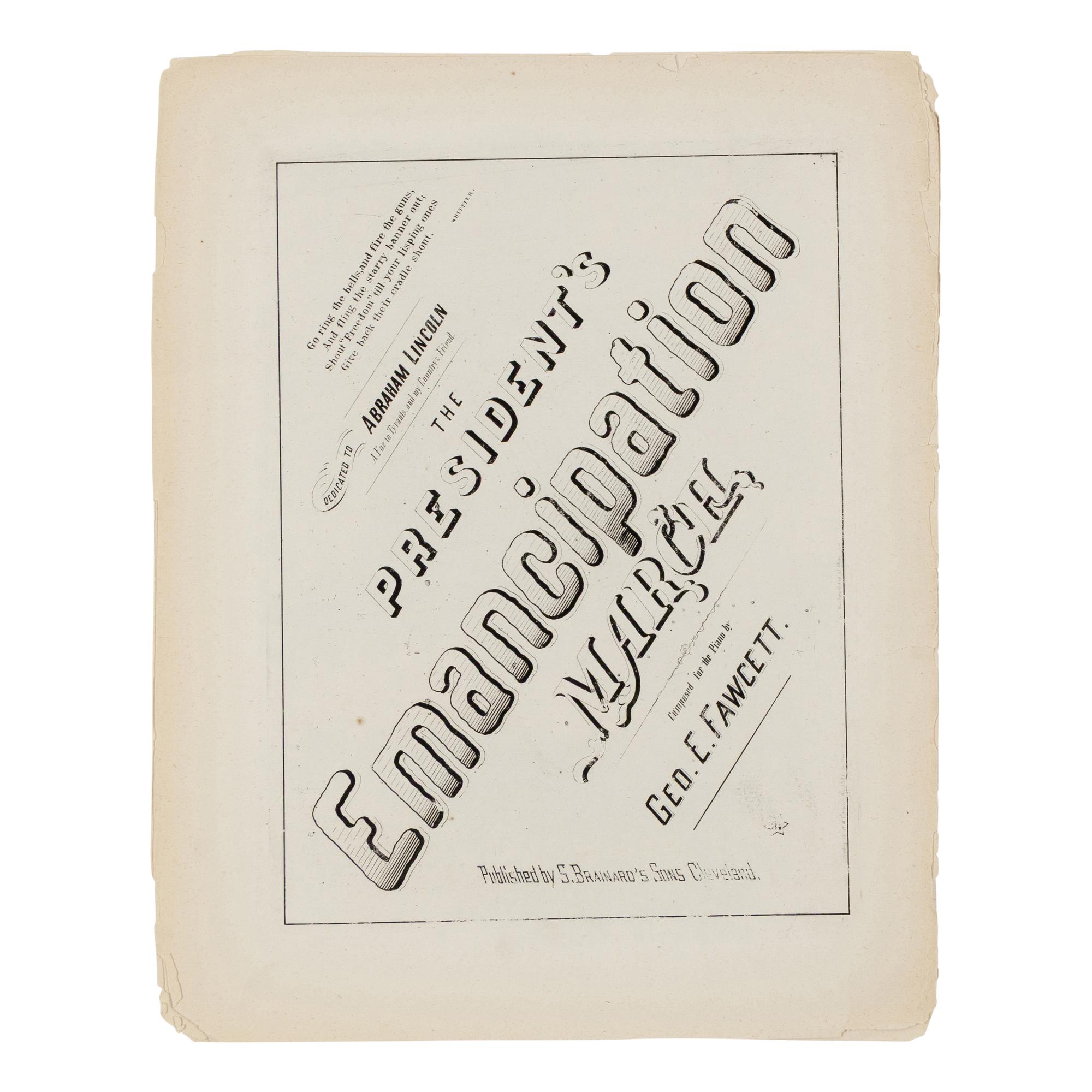 [EMANCIPATION]. A pair of musical compositions relating to emancipation, comprising:
