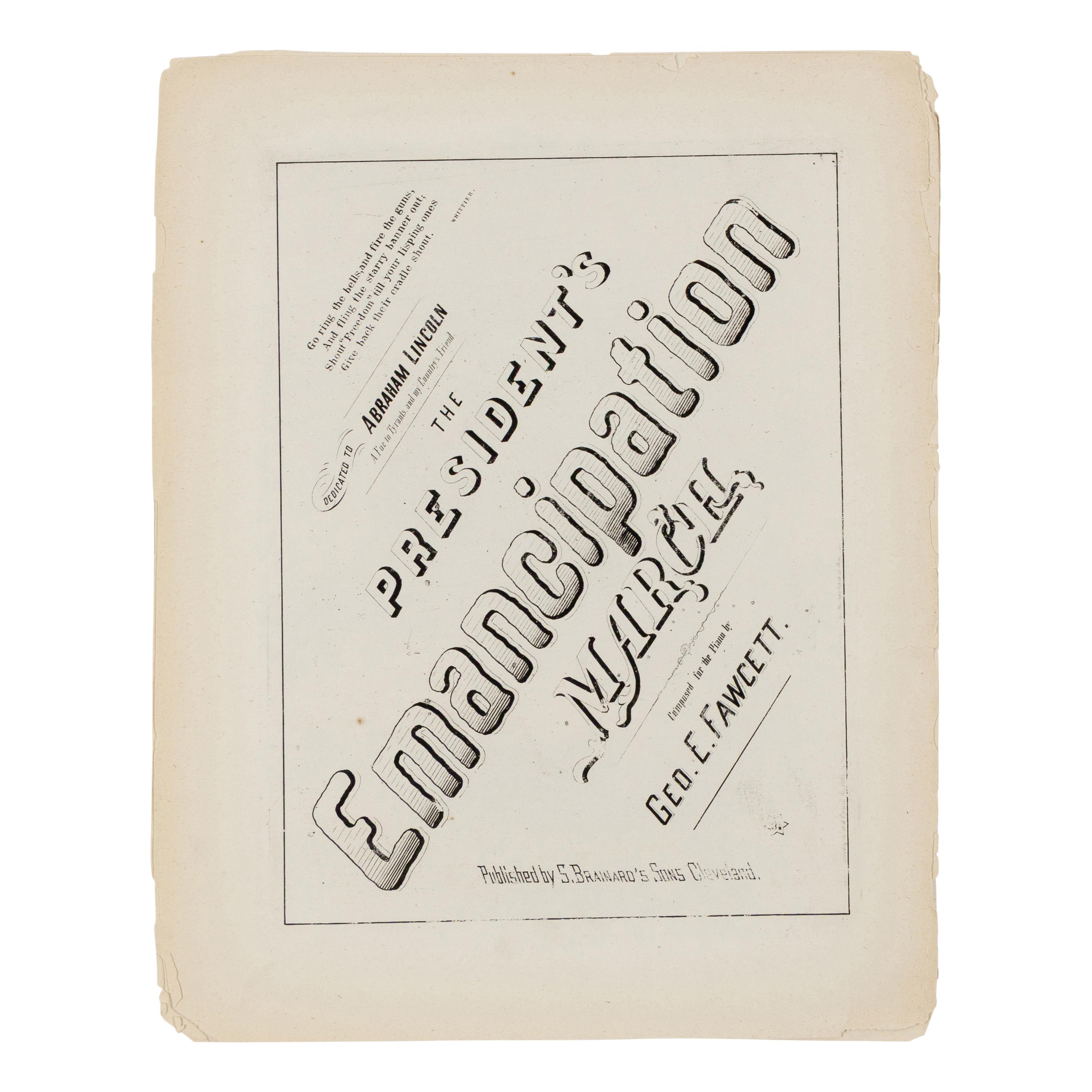 [EMANCIPATION]. A pair of musical compositions relating to emancipation, comprising: