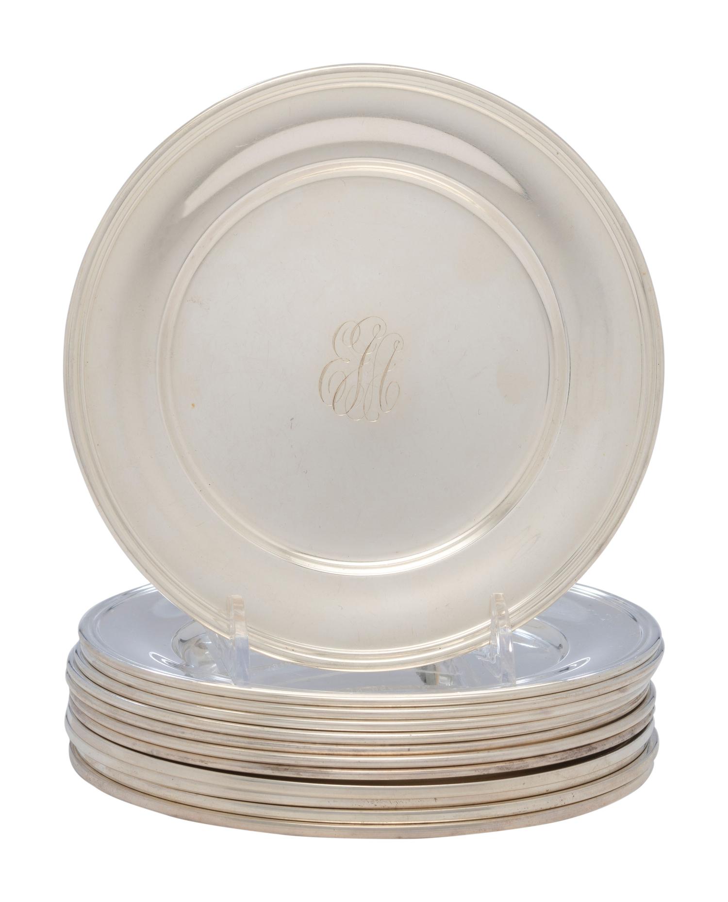 A Set of Twelve American Silver Bread Plates