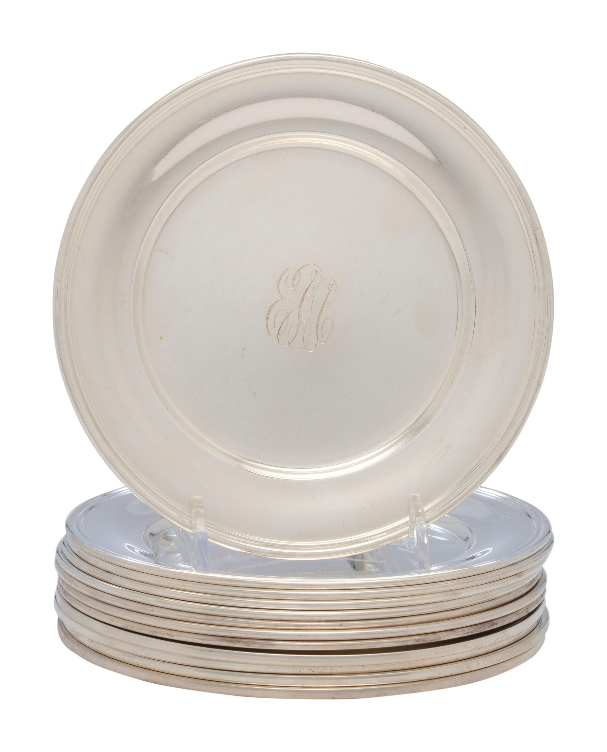 A Set of Twelve American Silver Bread Plates