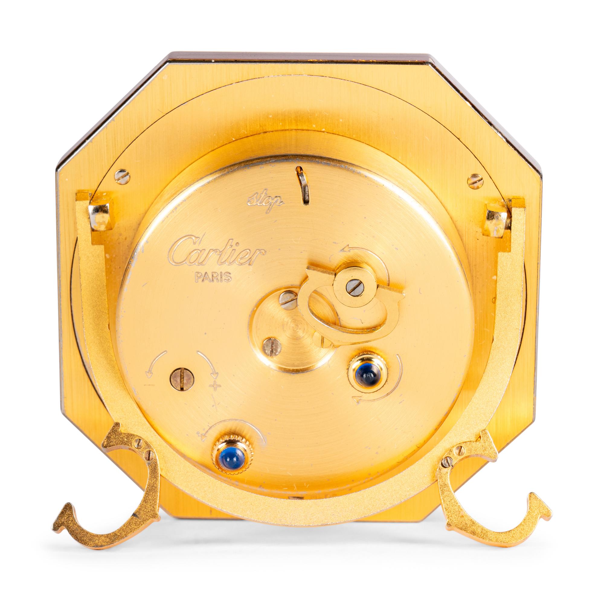 A Les Must de Cartier Brass and Enamel Desk Clock