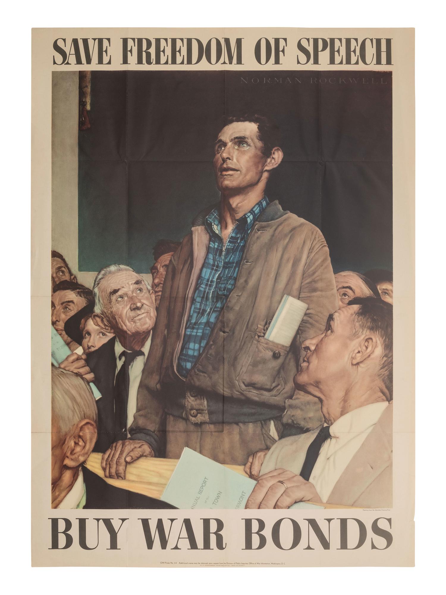 [WWI-WWII]. 14 World War I and Word War II posters, incl. examples by CHRISTY, HIRSCH, & ROCKWELL.