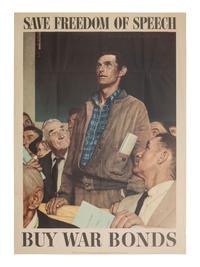 [WWI-WWII]. 14 World War I and Word War II posters, incl. examples by CHRISTY, HIRSCH, & ROCKWELL.