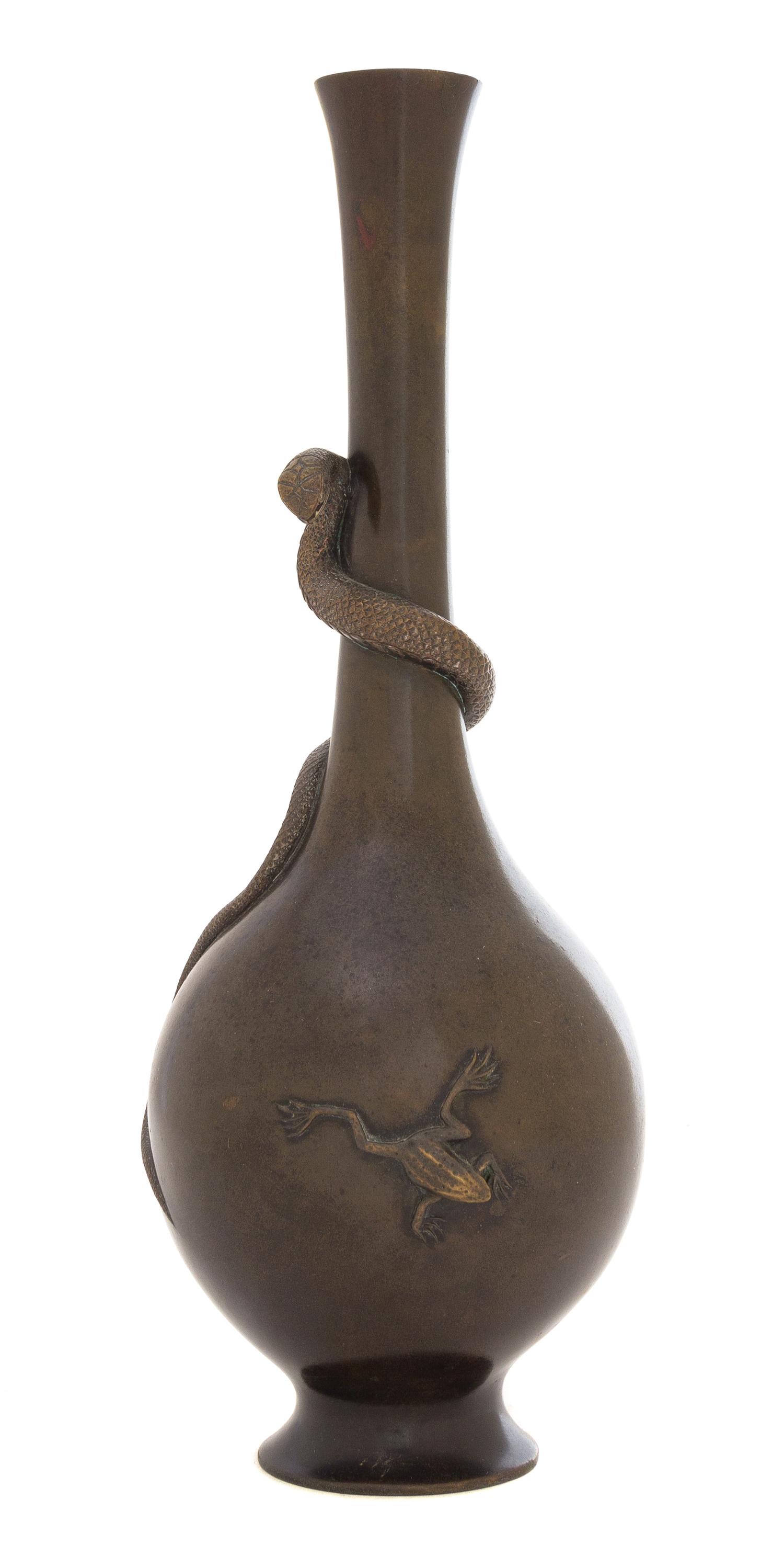 A Bronze Bottle Vase Height 10 1/2 inches.