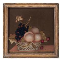 Two Embroidered Feltwork Pictures of Fruit