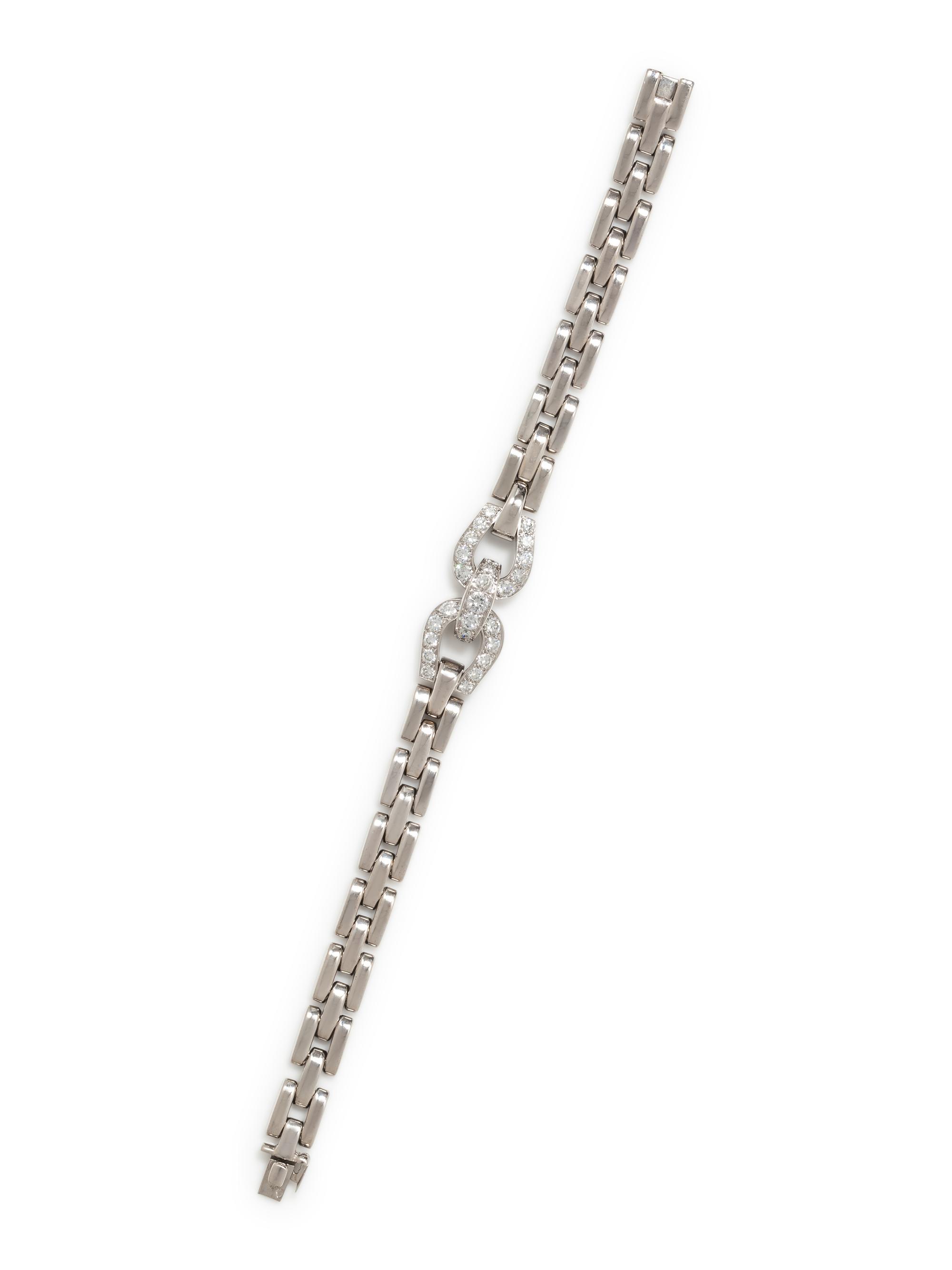 CARTIER, WHITE GOLD AND DIAMOND 'ETRIER' BRACELET
