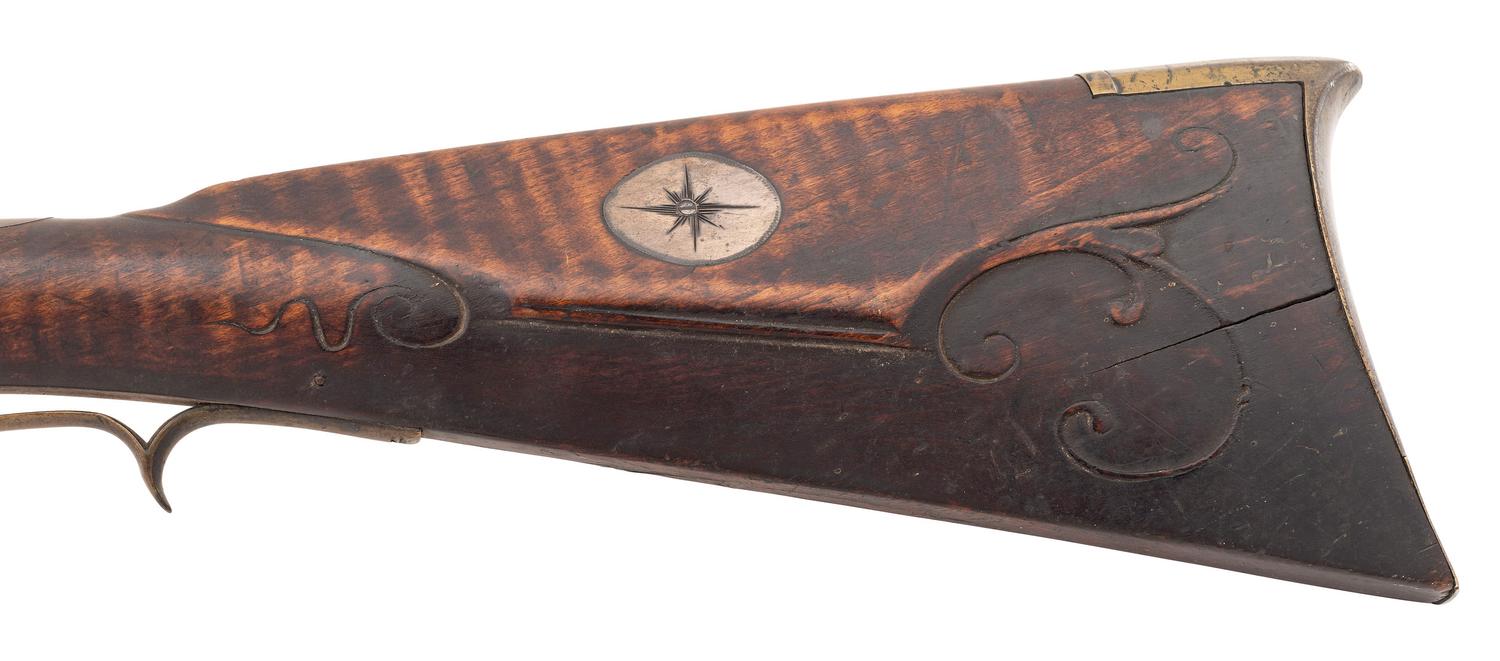 Untouched Incised & Relief Carved Flintlock Rifle by Henry Albright