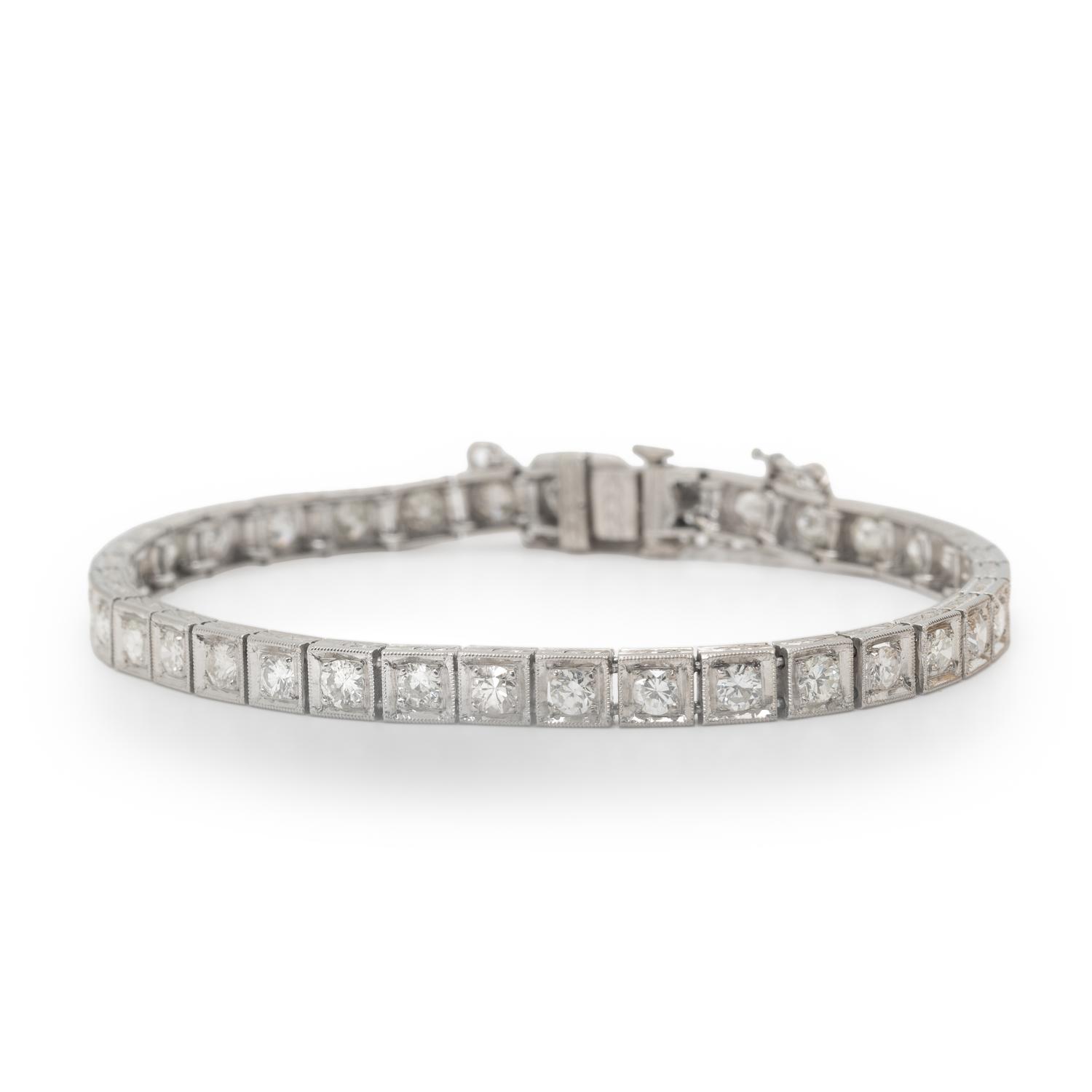 PLATINUM AND DIAMOND LINE BRACELET WITH A YELLOW GOLD JACKET