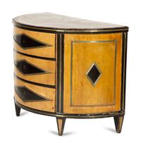 A Russian Neoclassical Part-Ebonized Birch Bowfront Commode