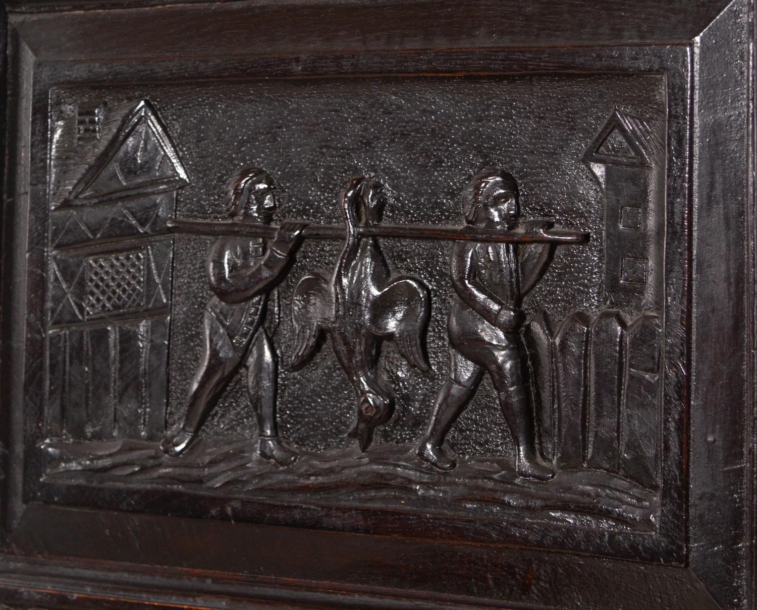 A William and Mary Style Carved Oak Settle