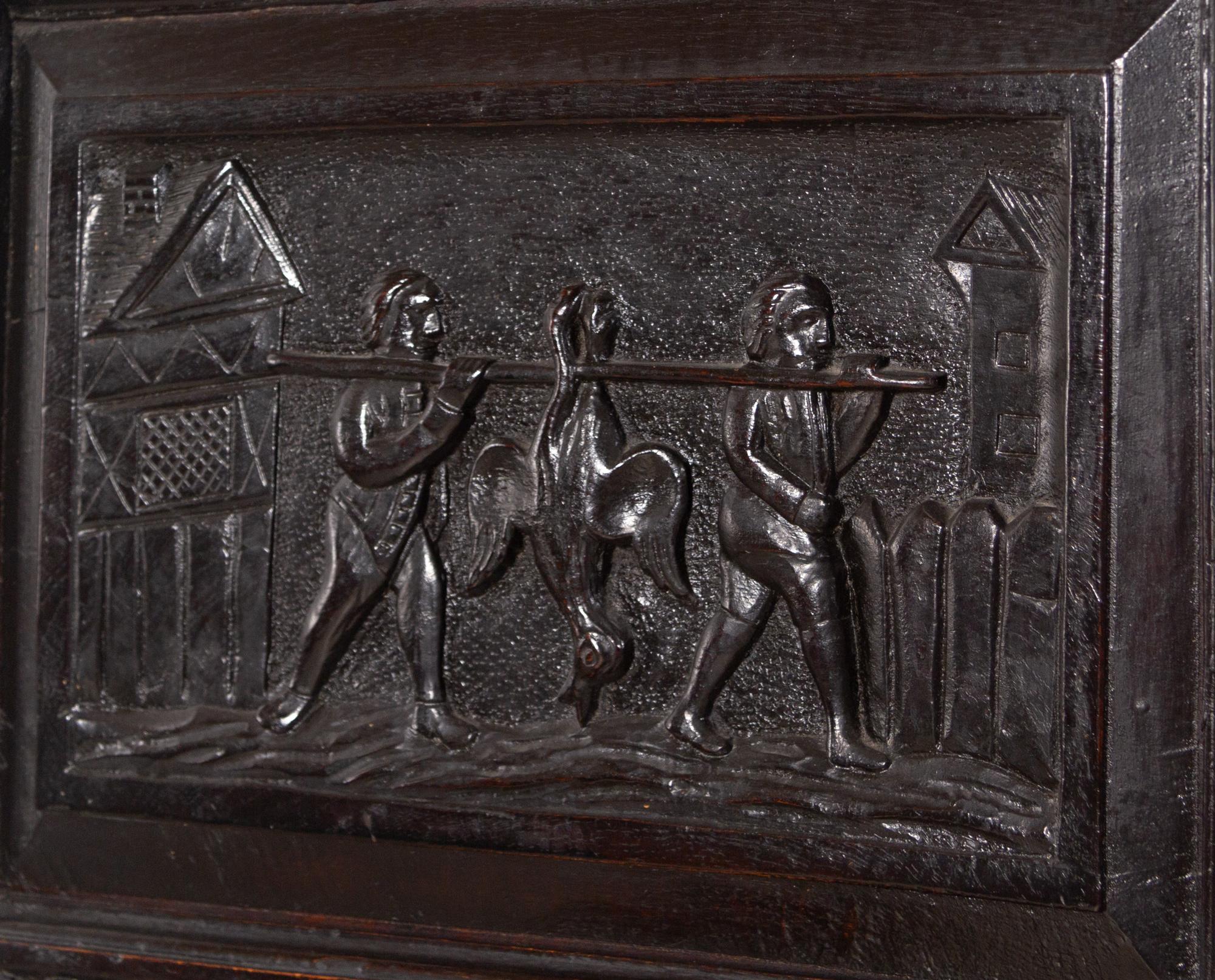 A William and Mary Style Carved Oak Settle