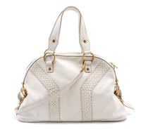 An Yves Saint Laurent Ivory Leather Muse Bag, 16 x 9 1/2 x 5 inches.