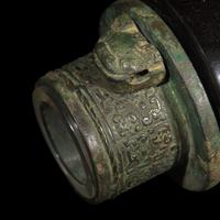 A Pair of Chinese Bronze Chariot Fittings, Warring States Period/Han Dynasty 戰國-漢 青銅獸面紋車 軎
