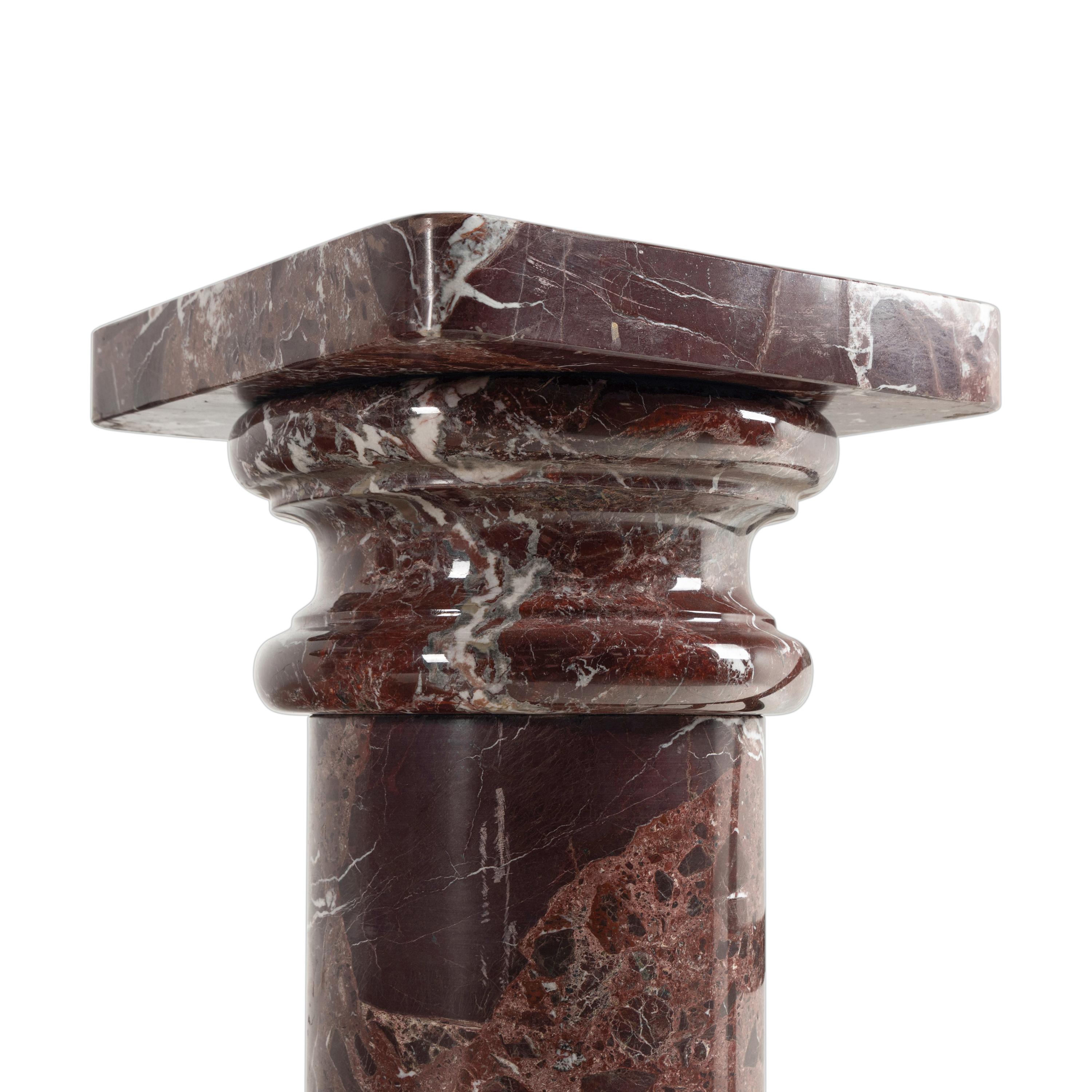 A Rosso Levanto Marble Pedestal