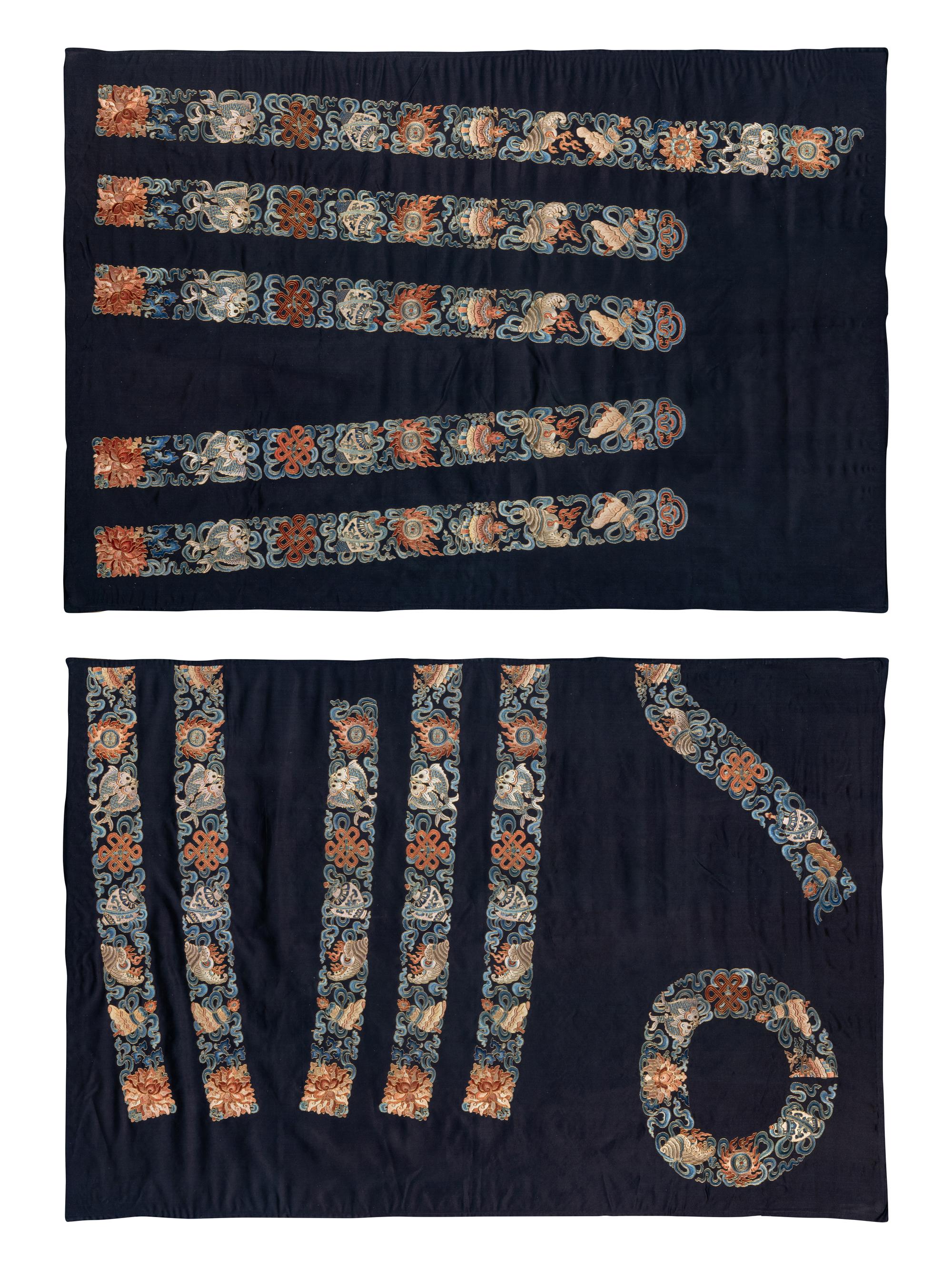 A Collection of Chinese Embroidered Sleeve Bands and Collars