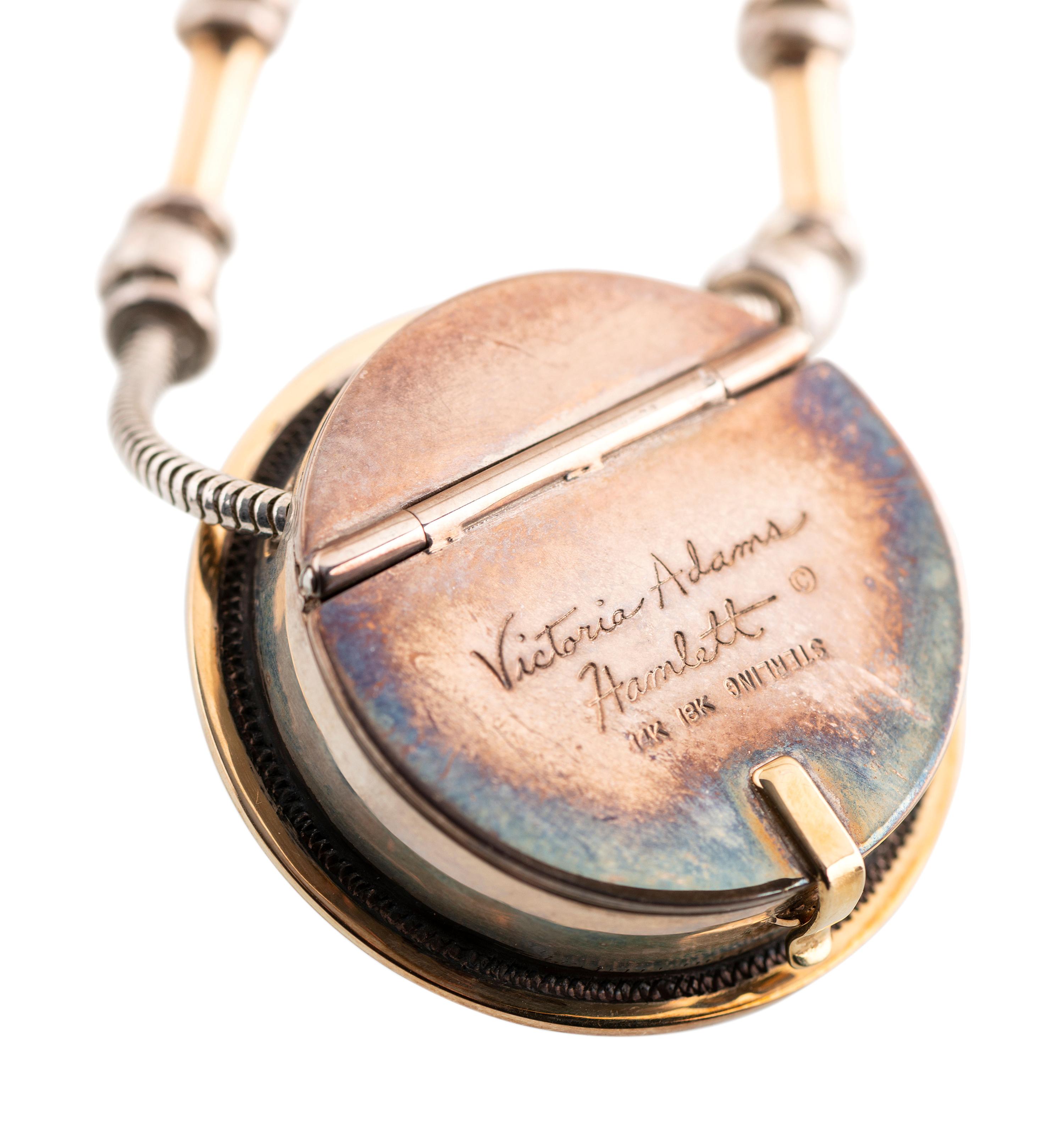 Sterling Silver, Gold and Semi Precious Stone Necklace, with Dragonfly Locket