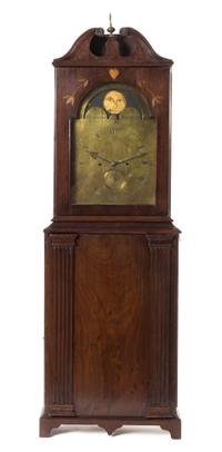 A Sheraton Mahogany Shelf Clock Height 38 1/2 x width 13 x depth 4 1/2 inches. — NATHAN ADAMS, DANVERS, MASSACHUSETTS, CIRCA 1785
