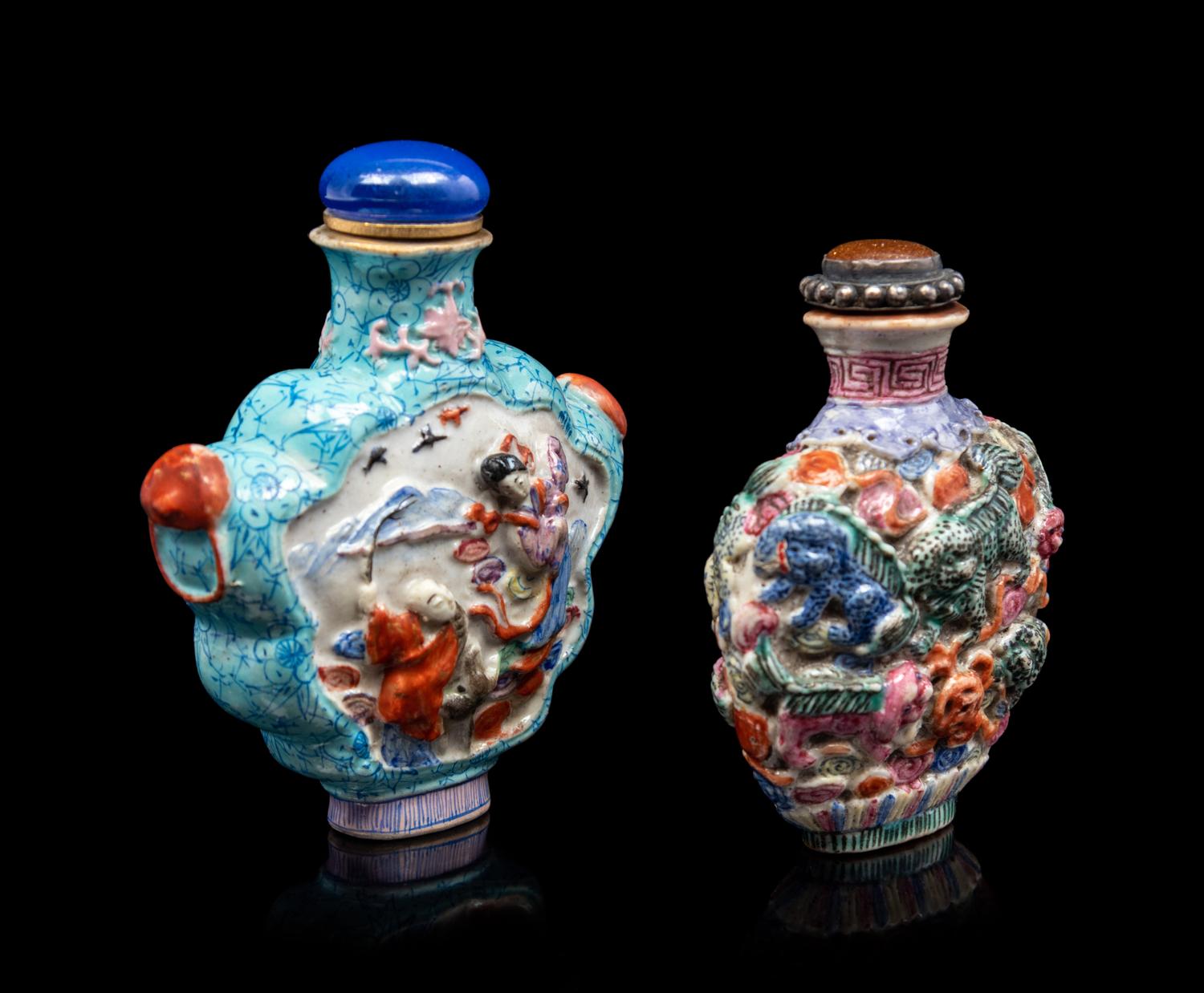 Two Famille Rose Porcelain Snuff Bottles
