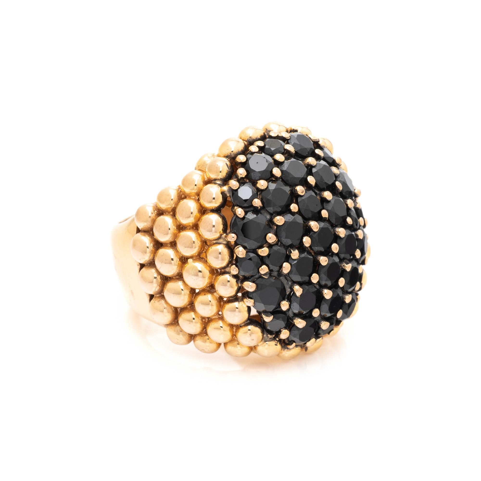 PASQUALE BRUNI, YELLOW GOLD AND BLACK DIAMOND BOMBÉ RING