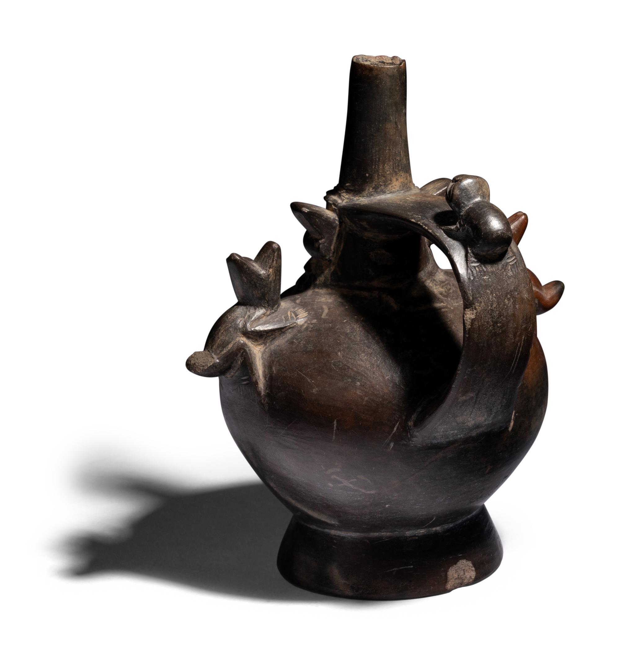 A Sican Blackware Stirrup Vessel