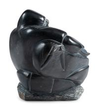 Soapstone Sculpture of Hunter and Walrus